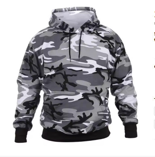 Men's Casual Camo Hoodie - Loose Fit Pullover with Hood