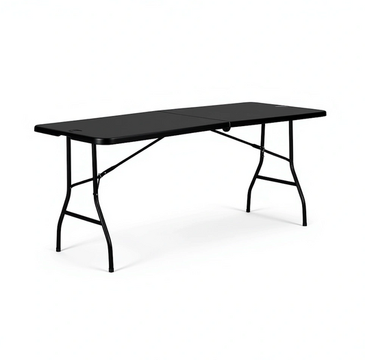 6ft Black Folding Trestle Table – Durable 180cm Plastic Table for Events & Catering