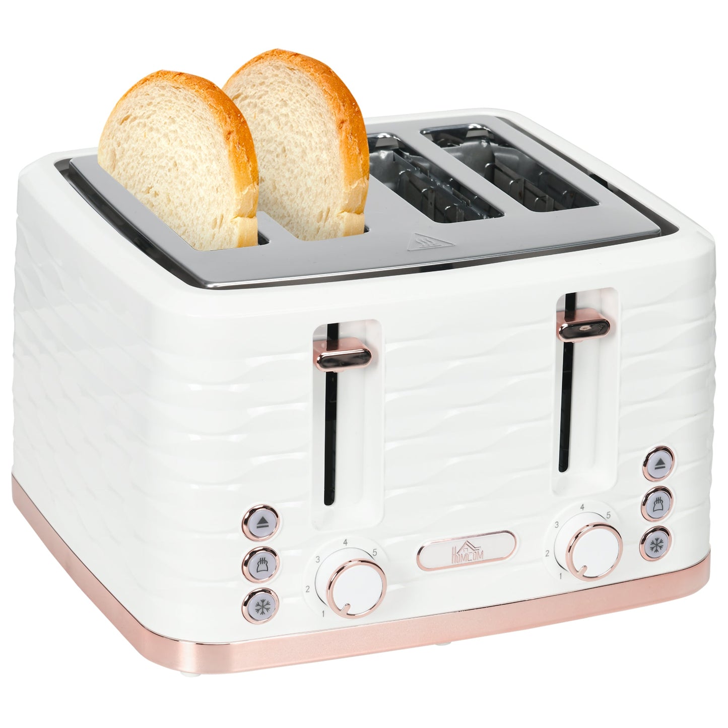 HOMCOM Toaster with 4 Slot, 7 Browning Levels, 1600W, Black Ripple