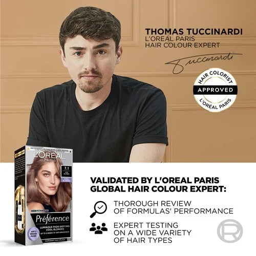 Loreal L'Oréal Préférence 7.1 Ash Blonde Luminous Permanent Hair Colour for At-Home Use