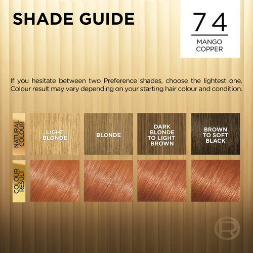 L'Oréal Préférence 74 Mango Copper Luminous Permanent Hair Colour for Radiant Shine