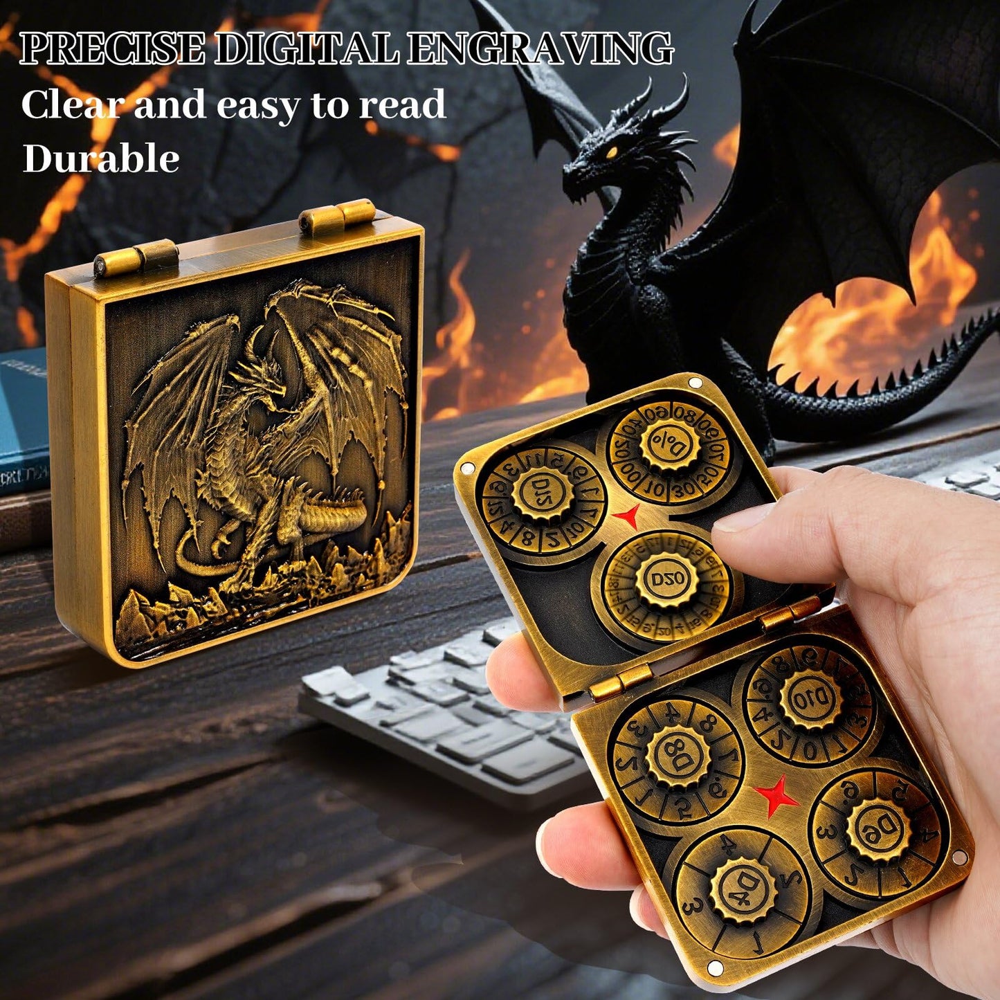 7-in-1 Dice Spinner - Metal DND Dice for Tabletop RPGs | All-in-One Spinner