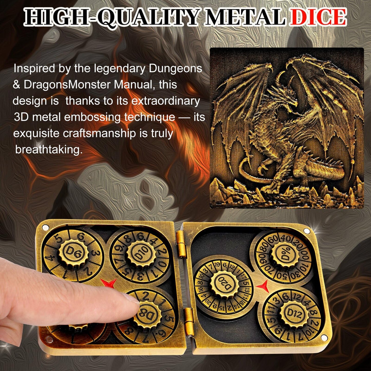 7-in-1 Dice Spinner - Metal DND Dice for Tabletop RPGs | All-in-One Spinner