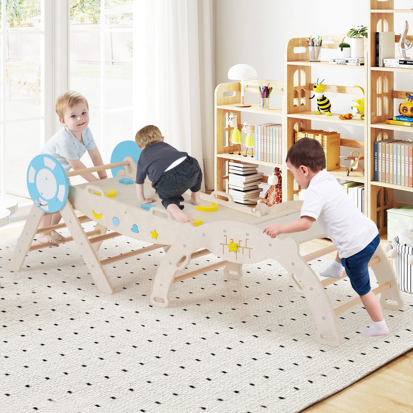 7-in-1 Colorful Montessori Climber Set Toddler Nautical Themed Climbing Set-Colourful