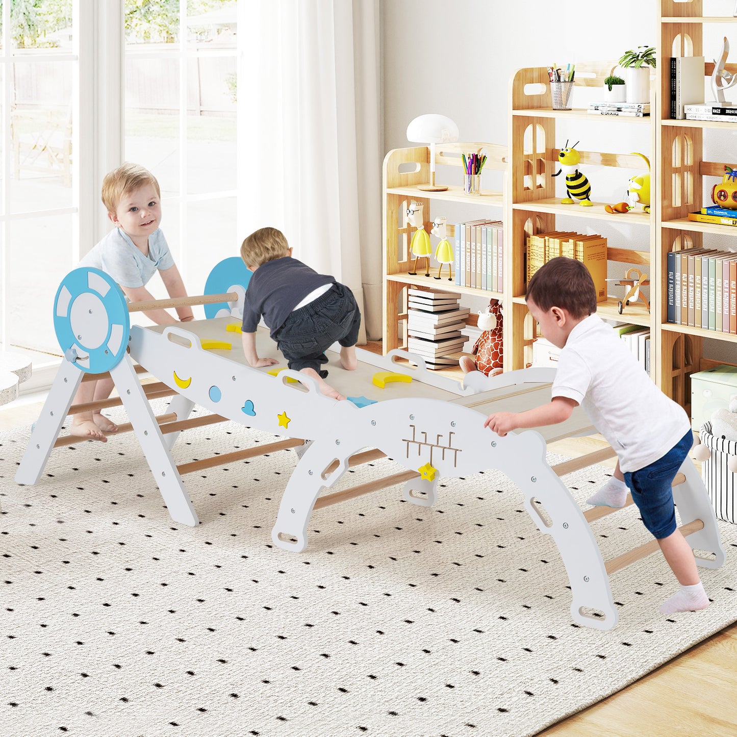 7-in-1 Colorful Montessori Climber Set Toddler Nautical Themed Climbing Set-Colourful