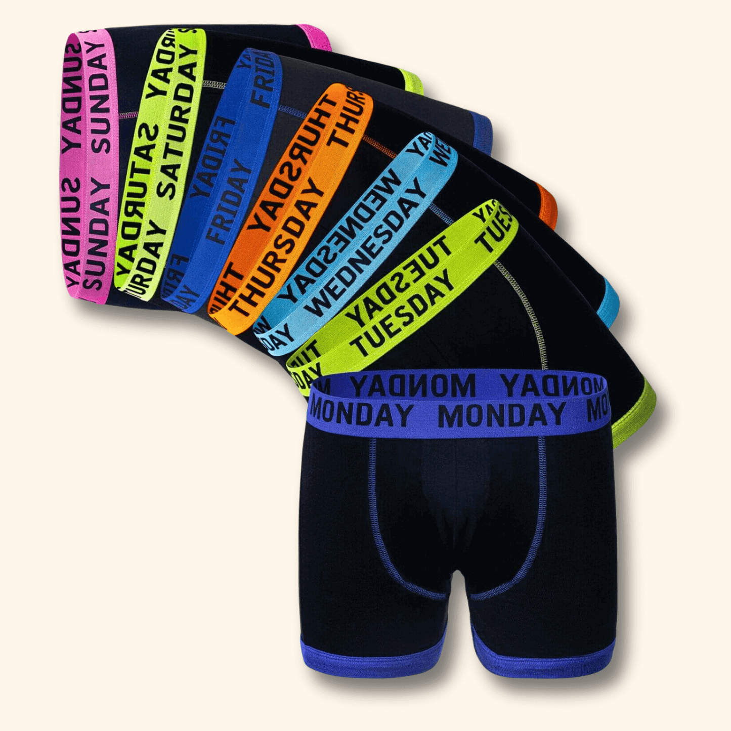 Sock Stack 7 Pack Days Of The Week Mens Boxer Shorts Comfort Fit Premium Cotton Blend