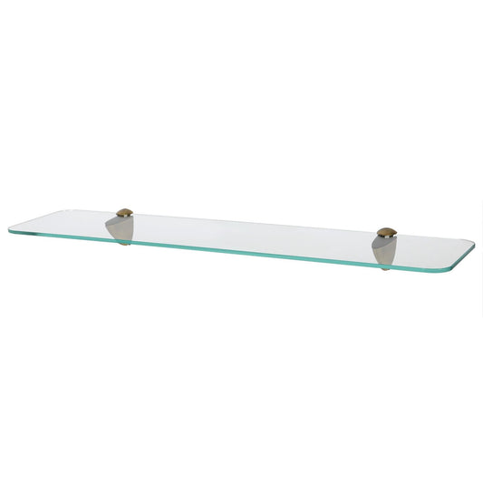60cm Rounded Floating Glass Shelf with Gold Fixings