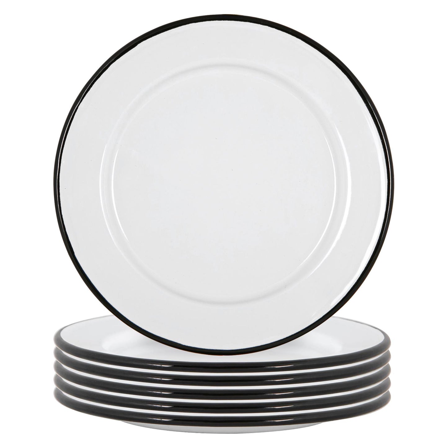 20cm White Enamel Side Plates - Pack of Six