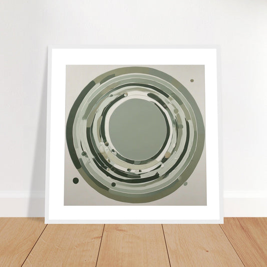 Abstract Framed Poster - Sage Green Circular