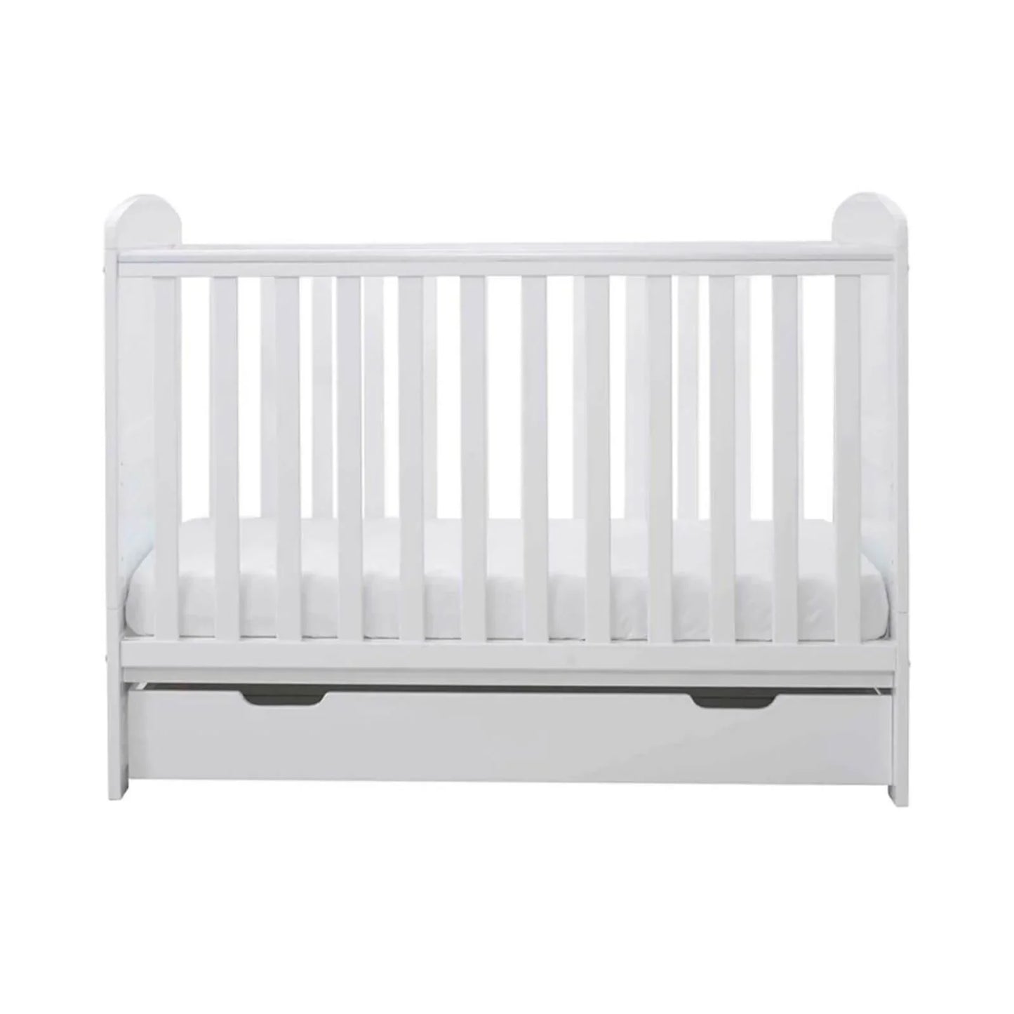 Ickle Bubba Coleby Mini Cot Bed & Under Drawer White - Premium Pocket Sprung Mattress