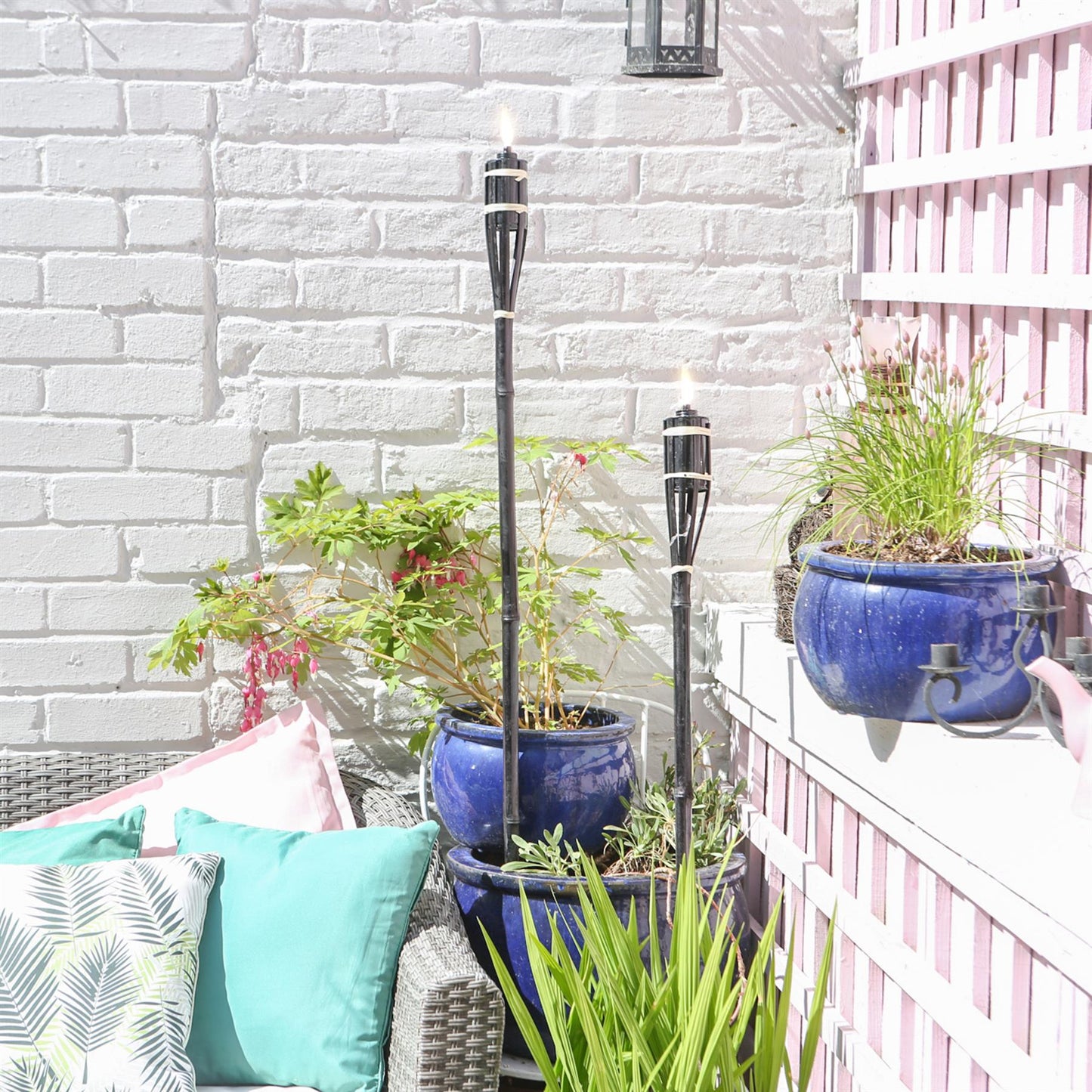 Black Bamboo 60cm Garden Fire Torches - Pack of Six