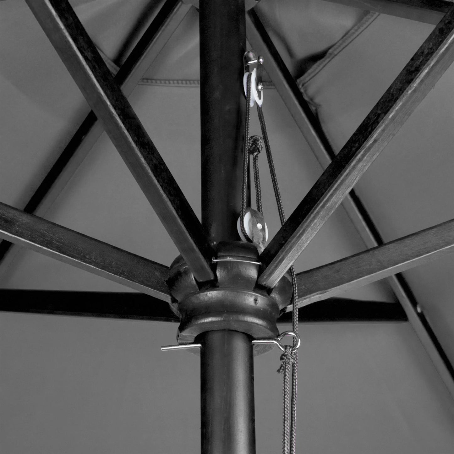 2.7m x 2.5m Wooden Garden Parasol with Black Concrete Base