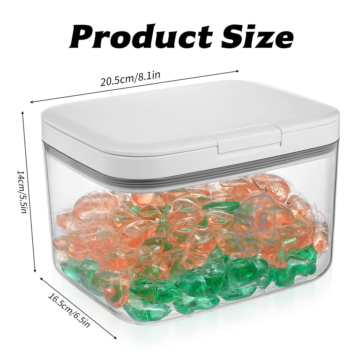 2.8L Transparent Airtight Laundry Detergent Dispenser with Measuring Cup
