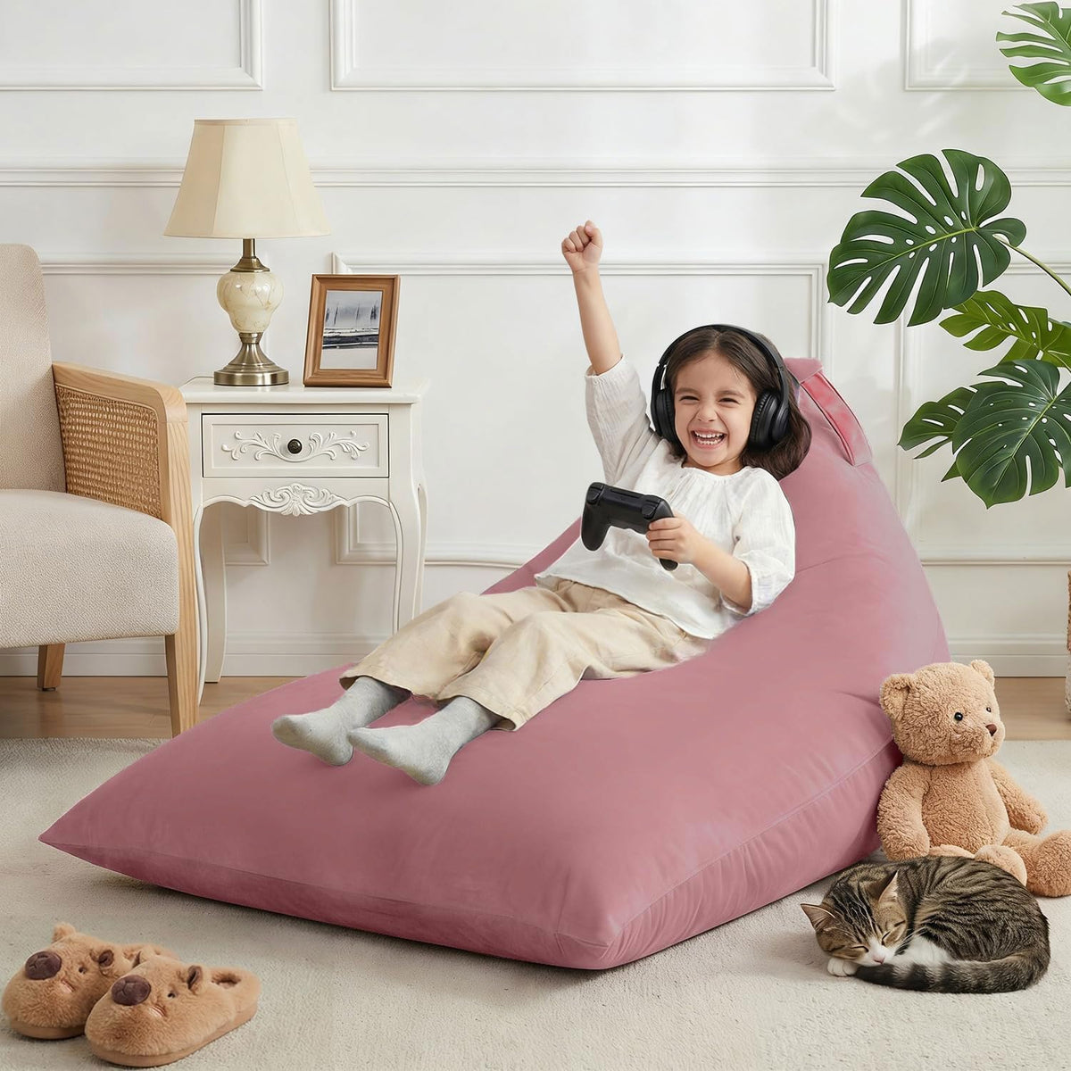 Nobildonna 4ft Bean Bag Chair Cover (No Filler) for Adults, 400L Extra Large Triangular Beanbag Chair Cover