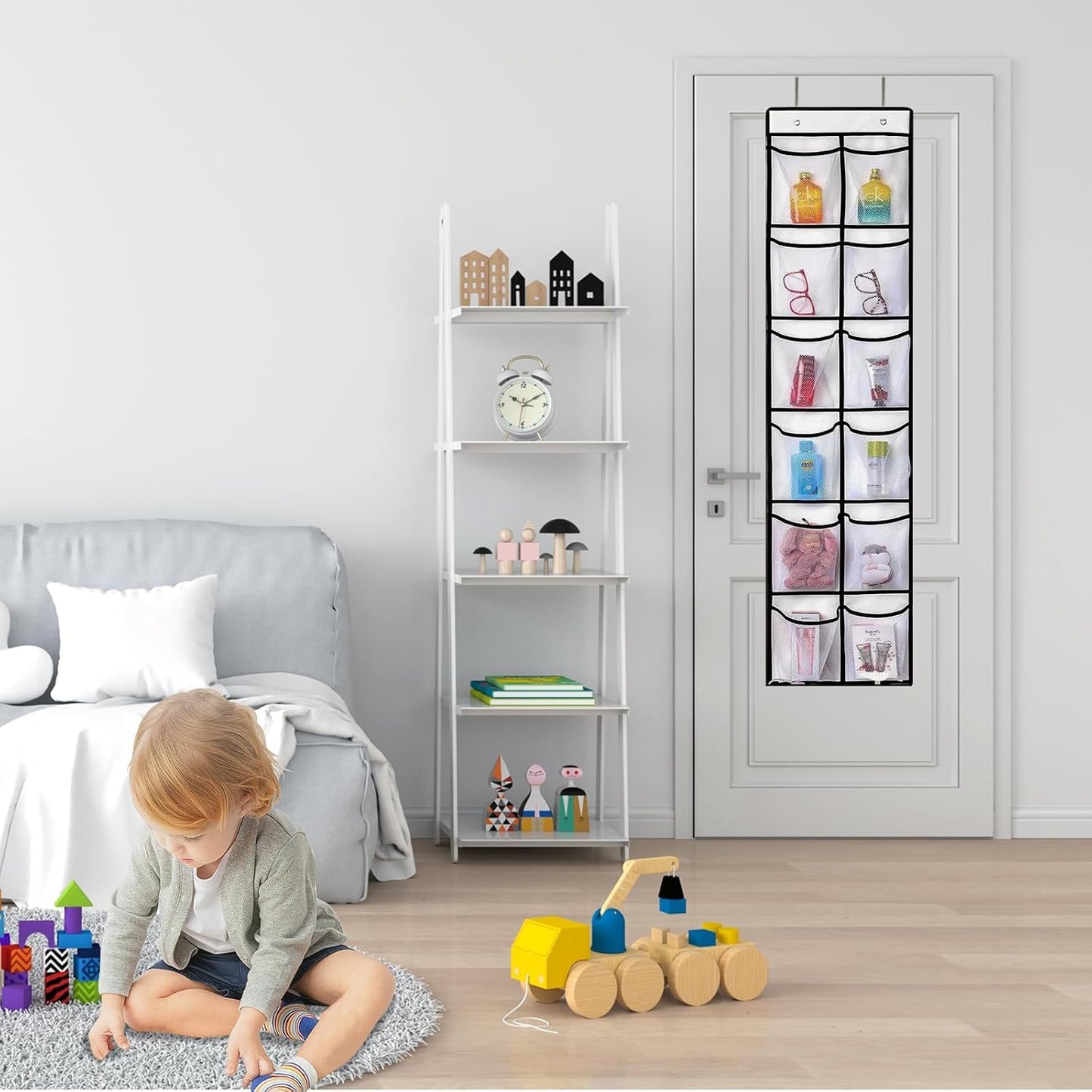 BONAVCY Over the Door Shoe Storage, Hanging Shoe Rack with 12 Mesh Pockets