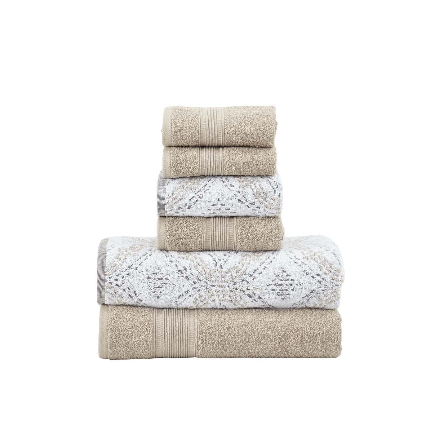 Modern Threads Capri 6-Piece Reversible Yarn Dyed Jacquard Towel Set - Bath Towels, Hand Towels, & Washcloths - Super Absorbent & Quick Dry - 100%