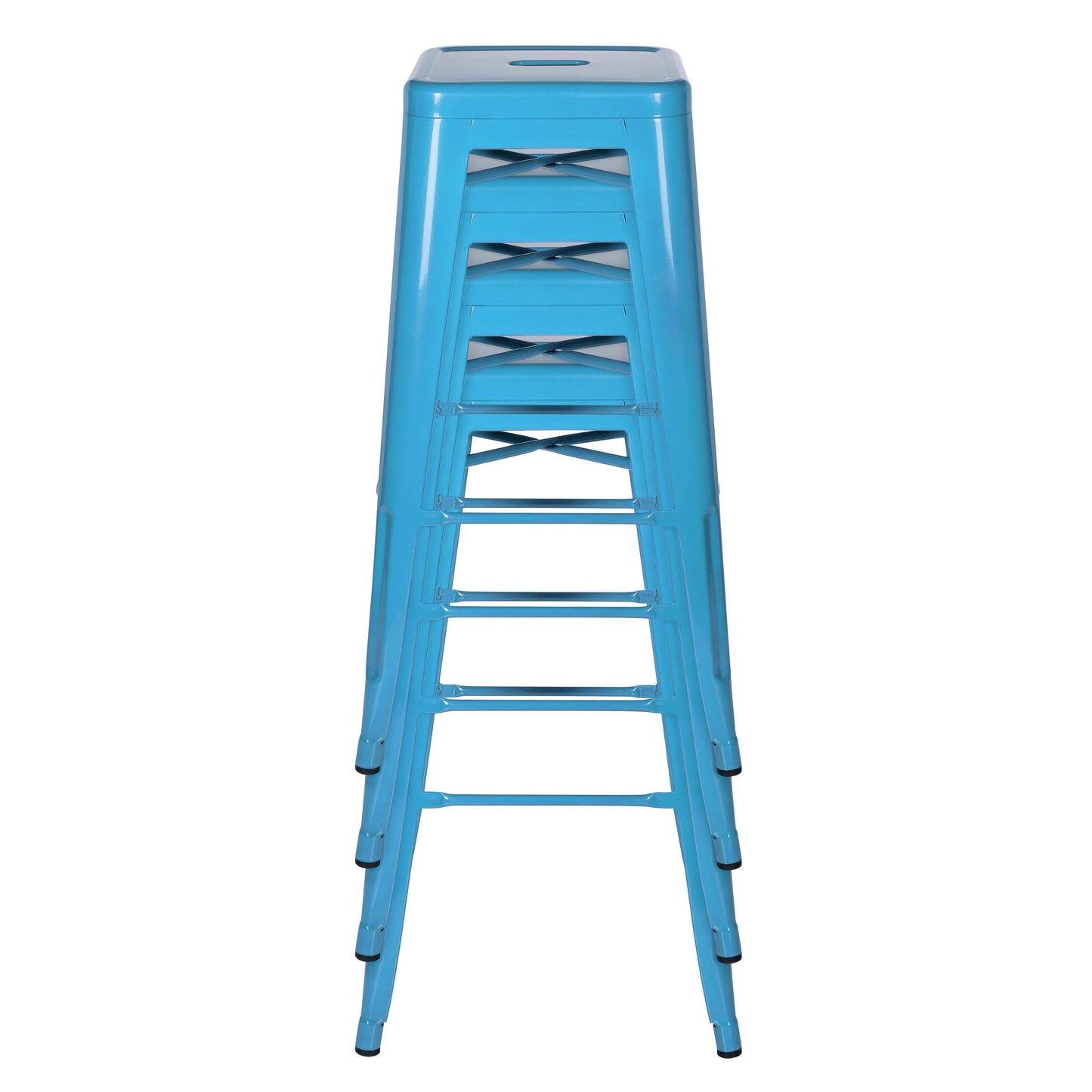 hjh OFFICE Barstool bistro stool VANTAGGIO HIGH metal stackable sturdy bistro stool light blue