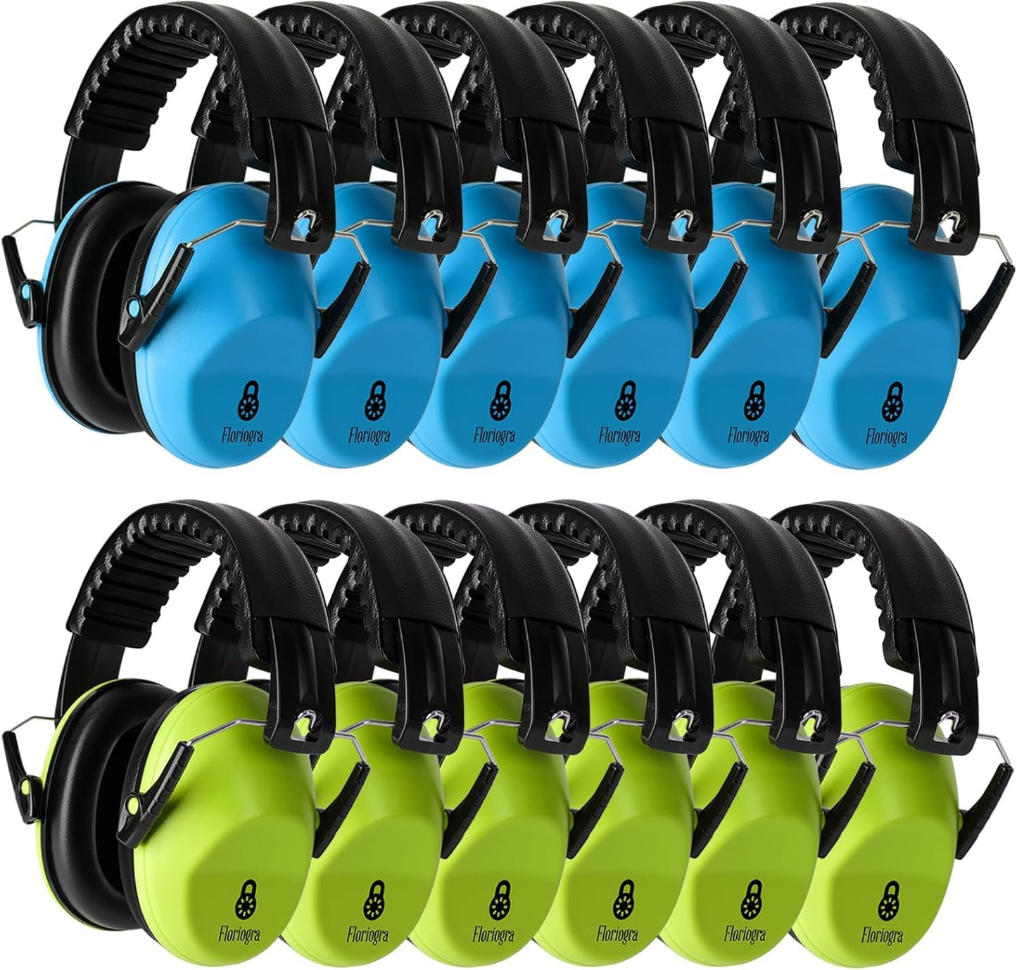 Floriogra 12 Pack Ear Defenders Children - Kids Ear Defenders for Autism, Toddler, Children Age 3-16 Years Old - Noise Cancelling Headphones for Kids