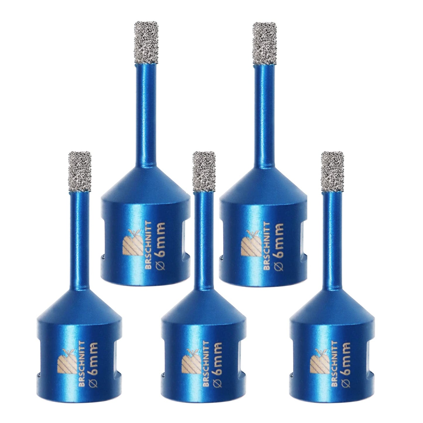 Diamond Drill Bit 6mm,BRSCHNITT 5pcs M14 Vacuum Brazed Diamond Tip Drill Bit for Tile Porcelain Stoneware Ceramic Marble Granite Drilling,Suitable For