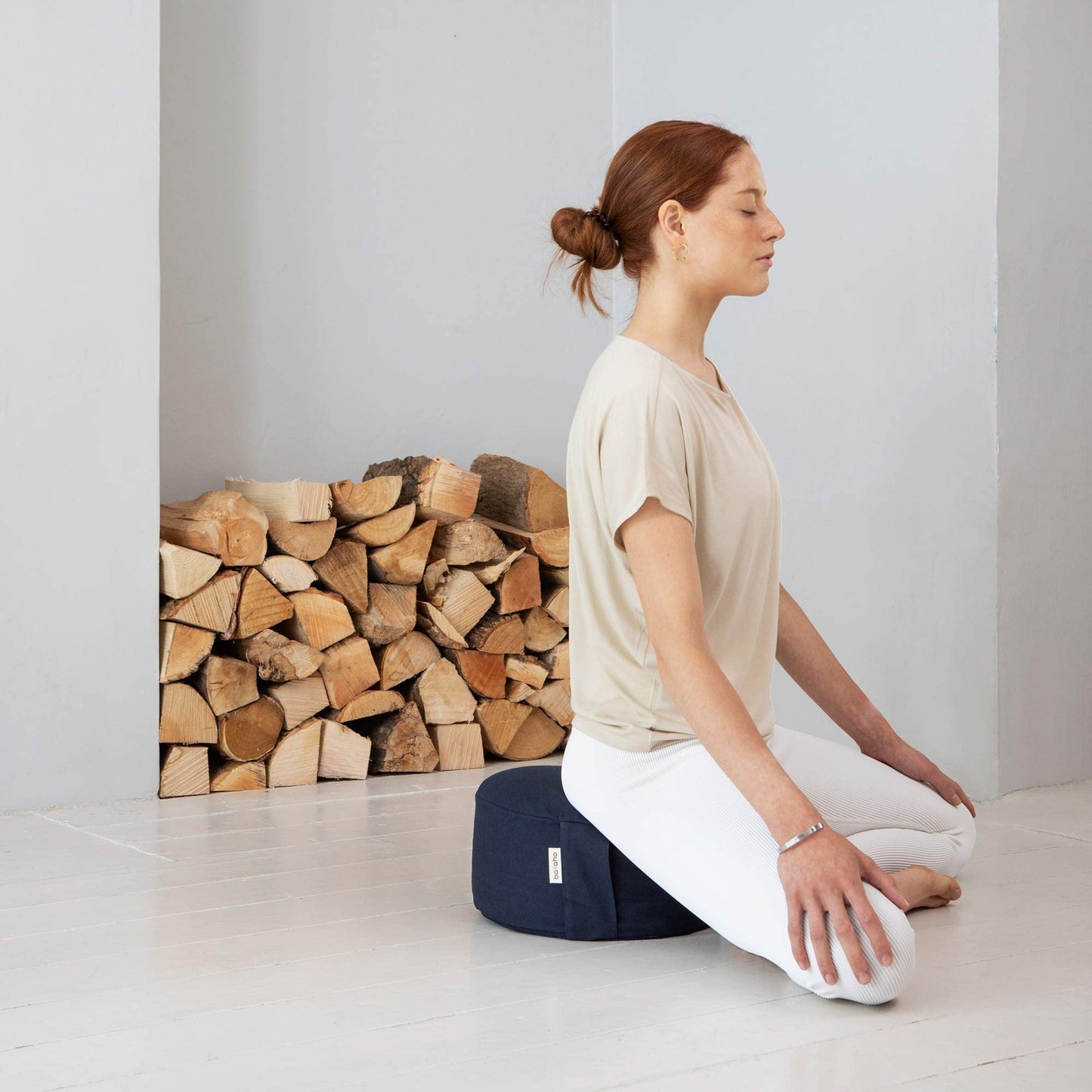 basaho WHEEL Zafu Meditation Cushion | Organic Cotton | Buckwheat Hulls | Removable Washable Cover (Natural)