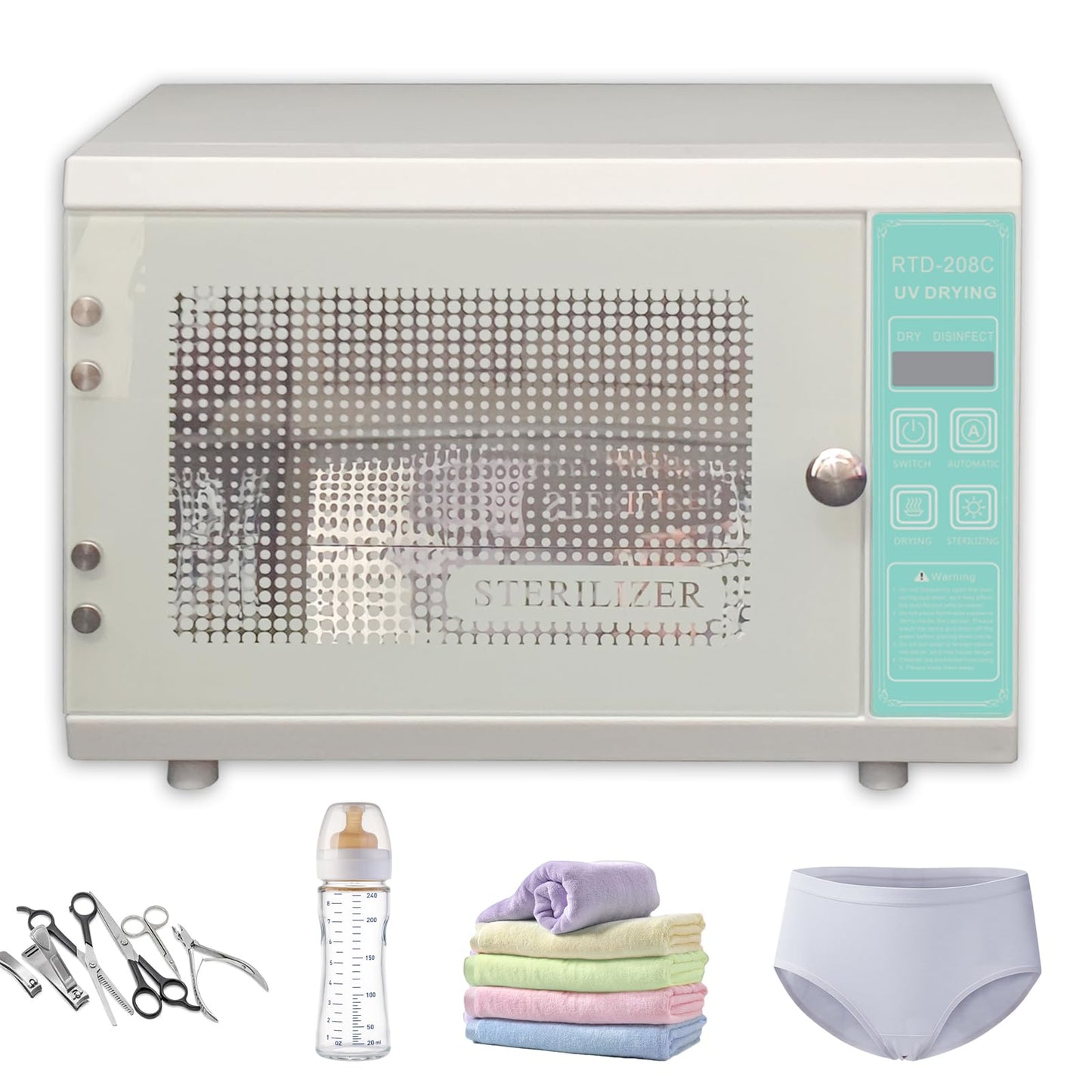 BACTIBLAST UV Steriliser and Dryer, Baby Bottle Steriliser, 160W PTC Hot Air Sterilizer, Multifunctional 75?C Towel Warmer Sterilizer for Nail Salons,