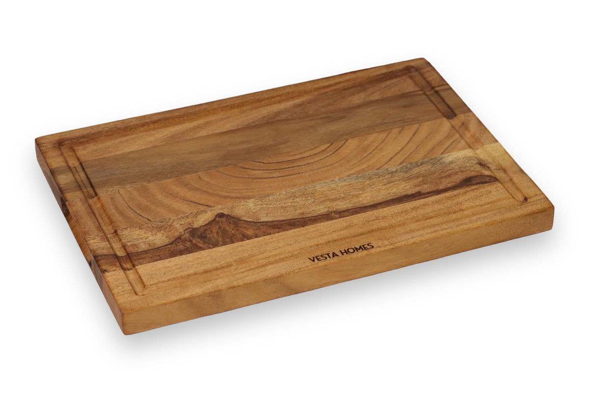 Vesta Homes Wooden Chopping Board/Cutting Board/Serving Board, Block for Vegetables, Fruits & Cheese | Juice Grooves | Natural Sheesham Wood | 38 x