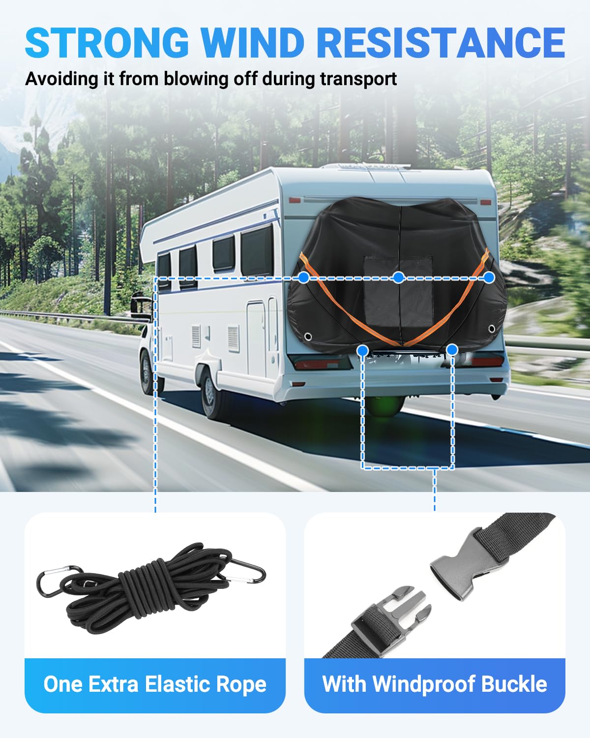 SUPAREE 3 Bikes Bicycle Covers Outdoor Storage Bike Cover Waterproof Bike Covers for Transport 3 Bikes 420D Oxford Heavy Duty for Motorhome Caravan