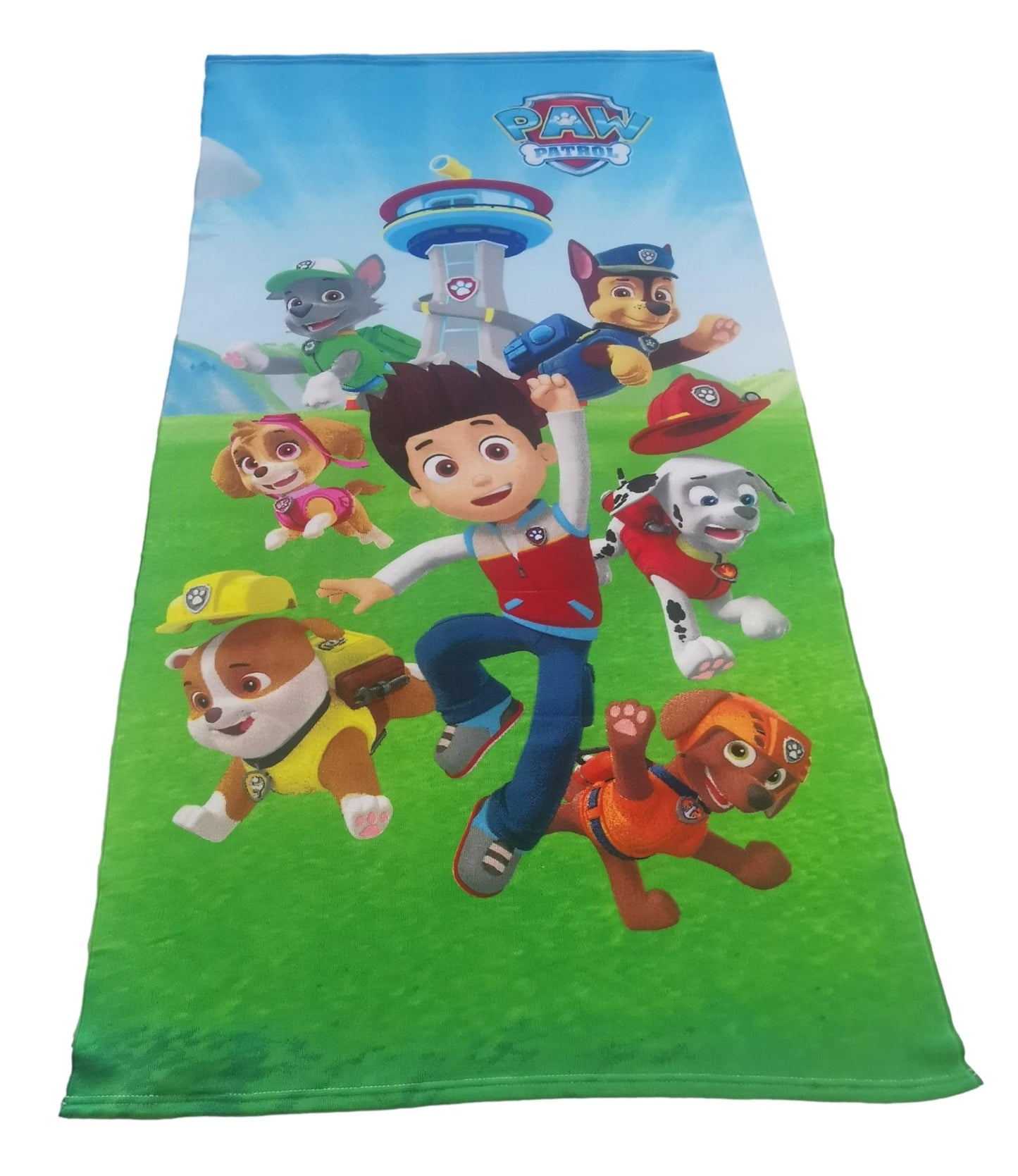 Theonoi Children's Hand Towel, Sauna Towel, Beach Towel, Shower Towel, Bath Towel, 70 x 140 cm, Microfibre Gift for Boys (Paw Green)