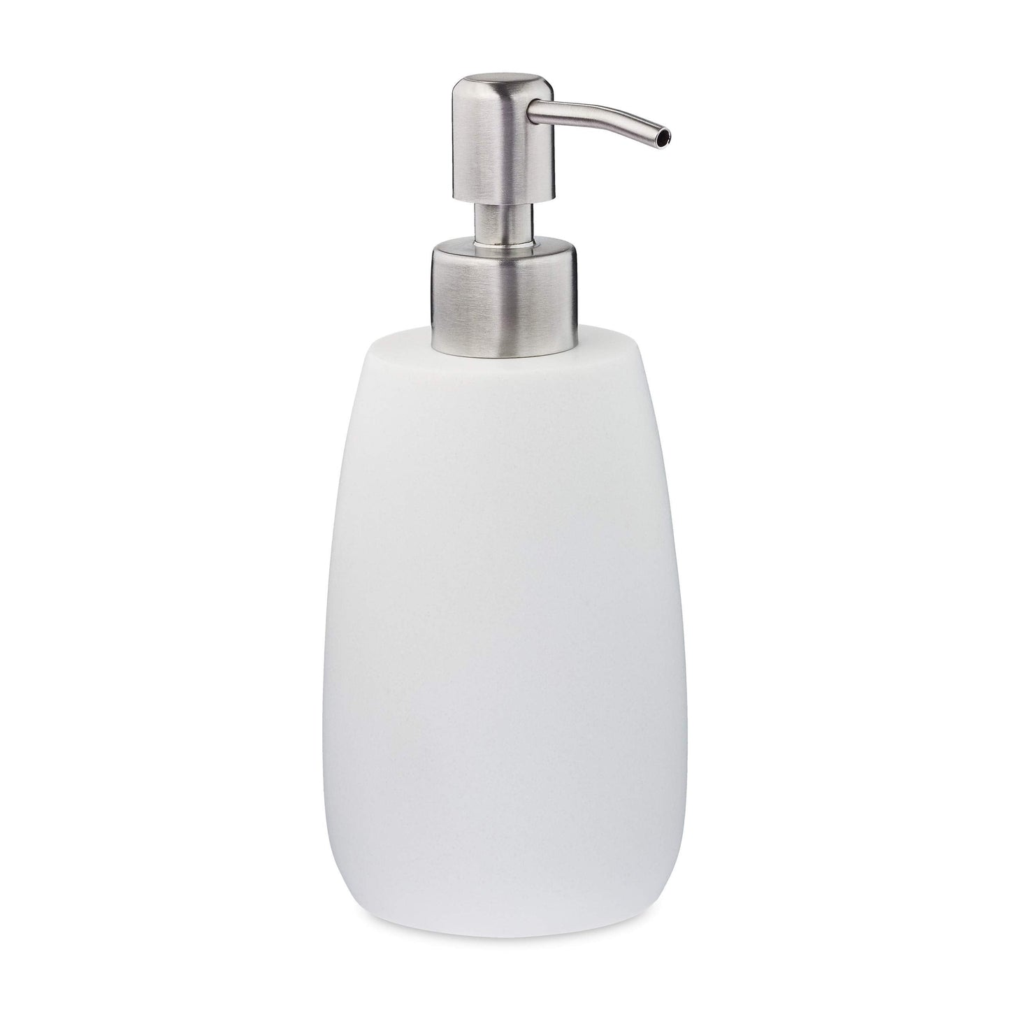 Relaxdays Soap Dispenser, Stainless Steel, White, 18 x 7.5 x 9 cm