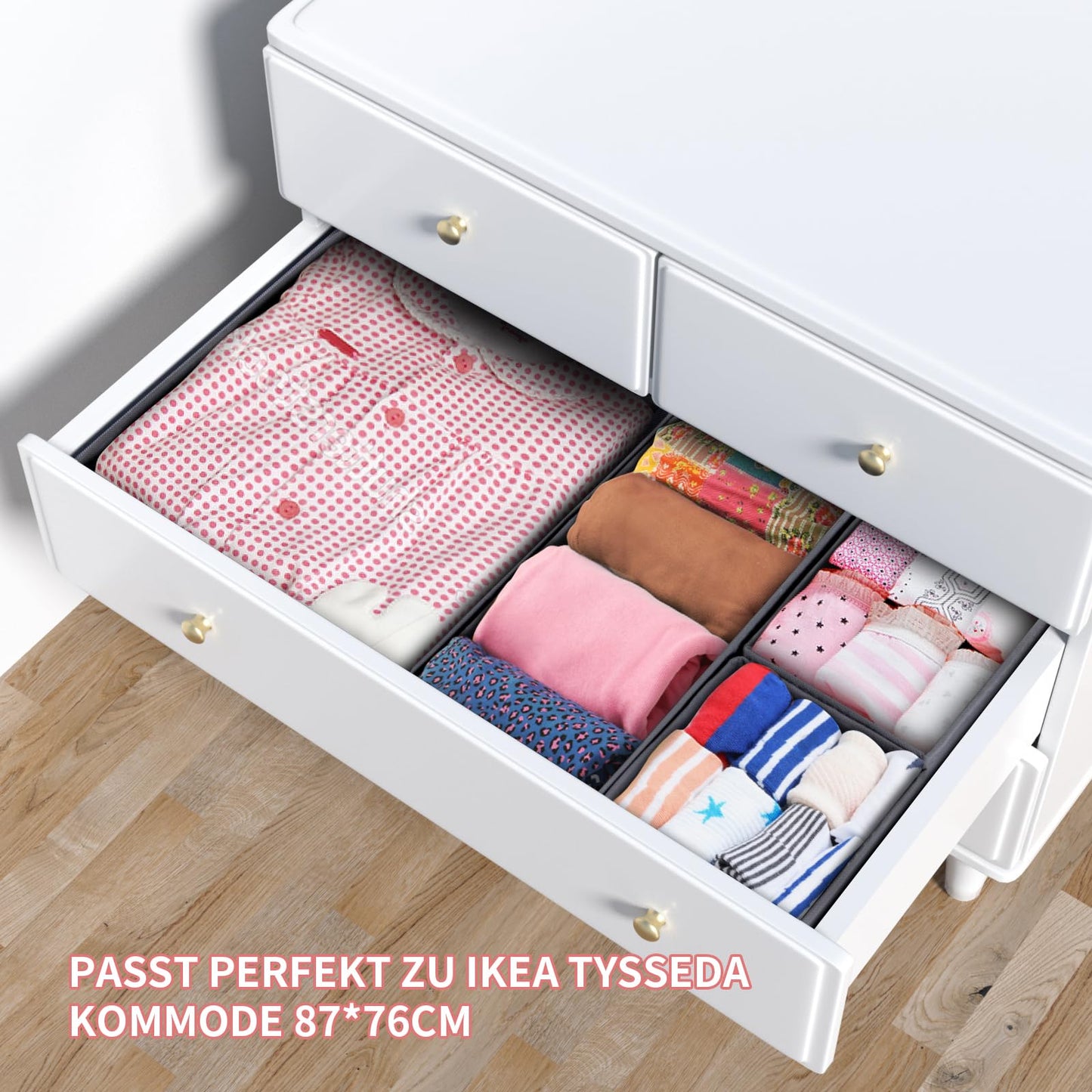 ORLISA Drawer Organisers, Drawer Dividers for Clothes, Set of 7, 3 Size Foldable Baby Drawer Organiser, Stay Organised