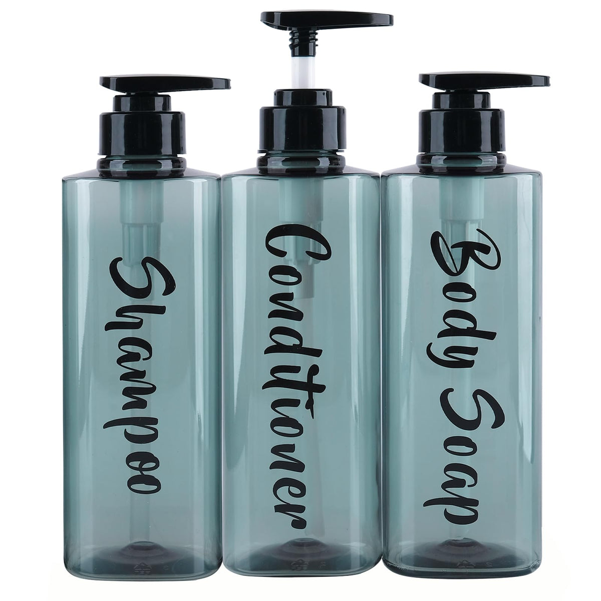 ILIKEPOW 3 Pack Shower Gel Dispenser Shampoo and Conditioner Bottles with Pump, Bathroom Shower Soap dispenser set Refillable 500ml 17 fl.oz for Hotel