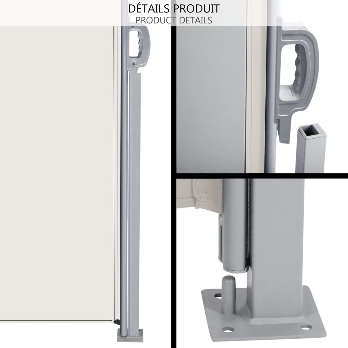 VOUNOT? Side Awning Retractable, Outdoor Privacy Screen for Garden, Balcony, Terrace, 140 x 300 cm, Beige