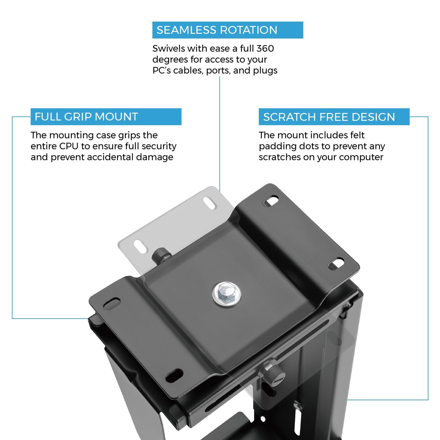 HumanCentric Adjustable Under Desk Computer Mount & Wall Mount, CPU Holder
