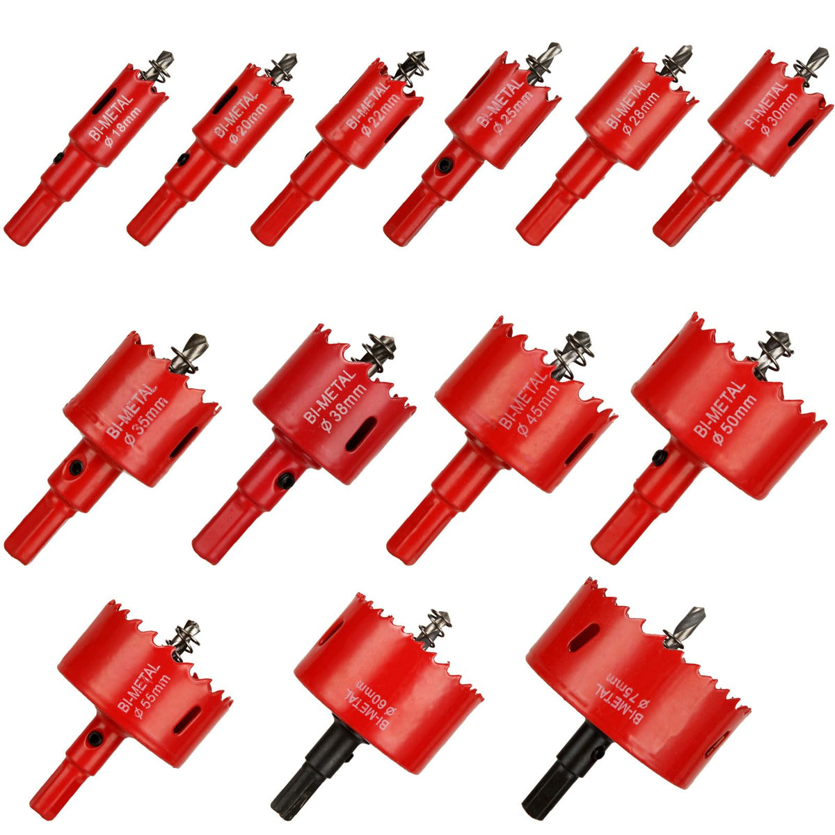 GOYADA 13 Pcs Hole Saw Set, 18mm-75mm, Bi-metal M42 Cutter Kit With Centring Drill Bit for Wood, Plastic, Metal Sheet, Drywall