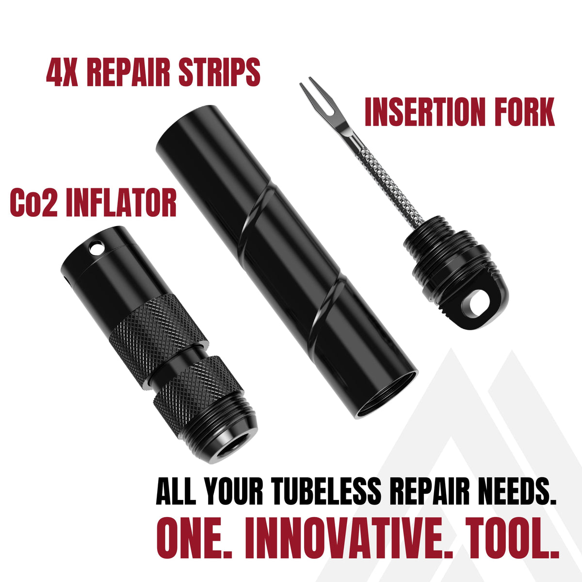 KOM Cycling Tubeless Tyre Repair Kit for Bikes  8 Colors! Fixes Mountain Bike and Road Bicycle Tyre Punctures  Includes Tyre Repair Fork and Reamer,