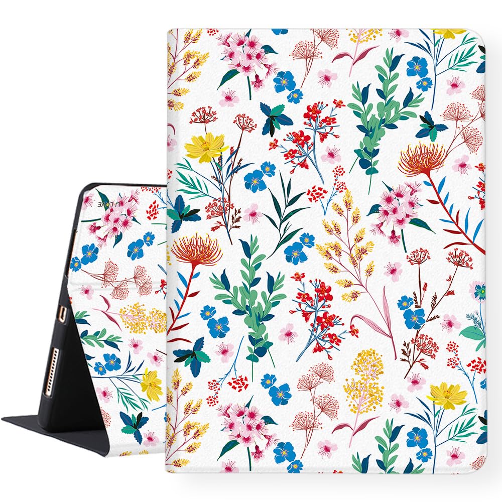 LI-LOVE Case for iPad A16 11 inch 2025 (11th Gen), iPad 10th Generation 10.9 inch 2022, Soft TPU Flower Folio Stand Cover Adjustable Angles Auto Wake