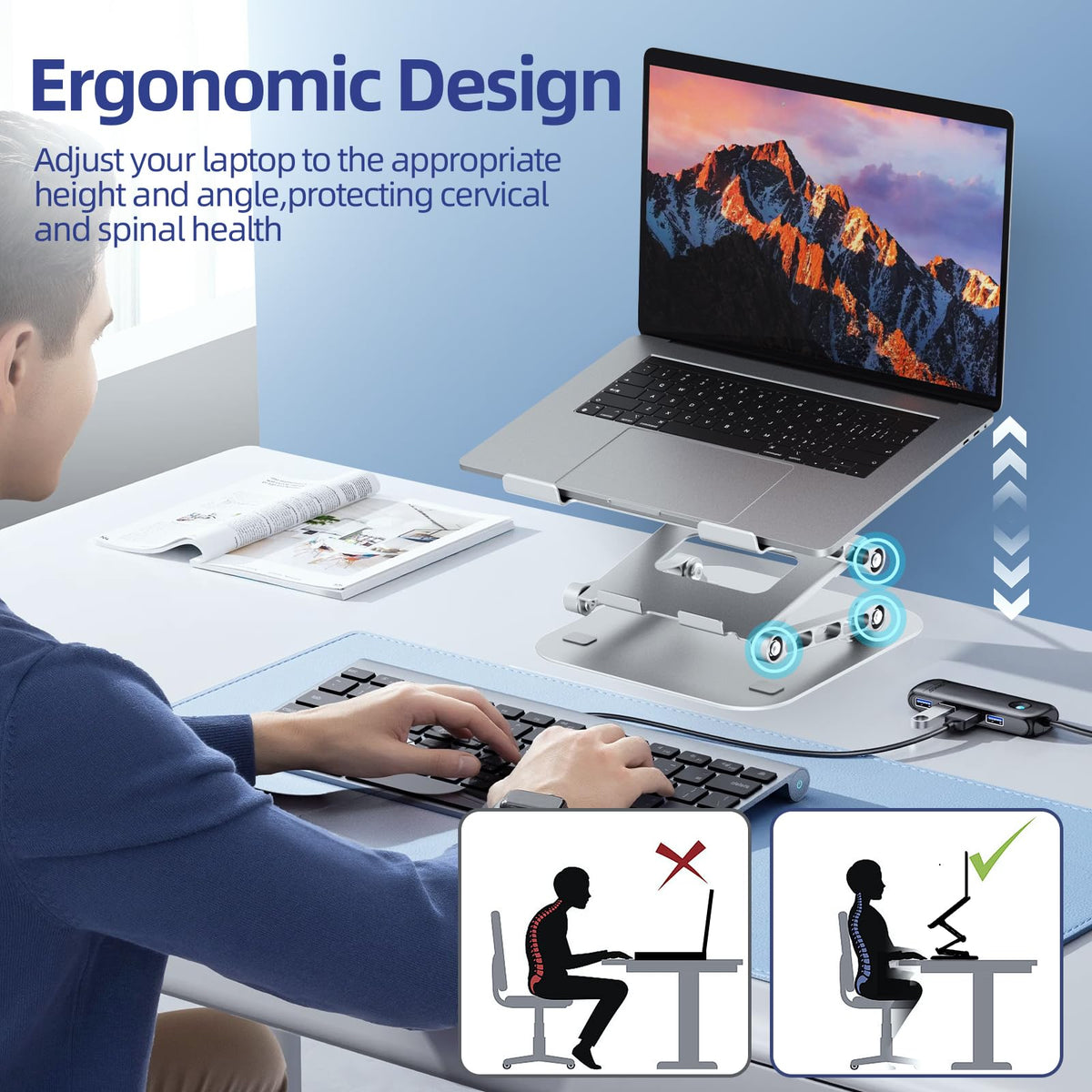 Laptop Stand for Desk Foldable Computer Riser with Heat-Vent