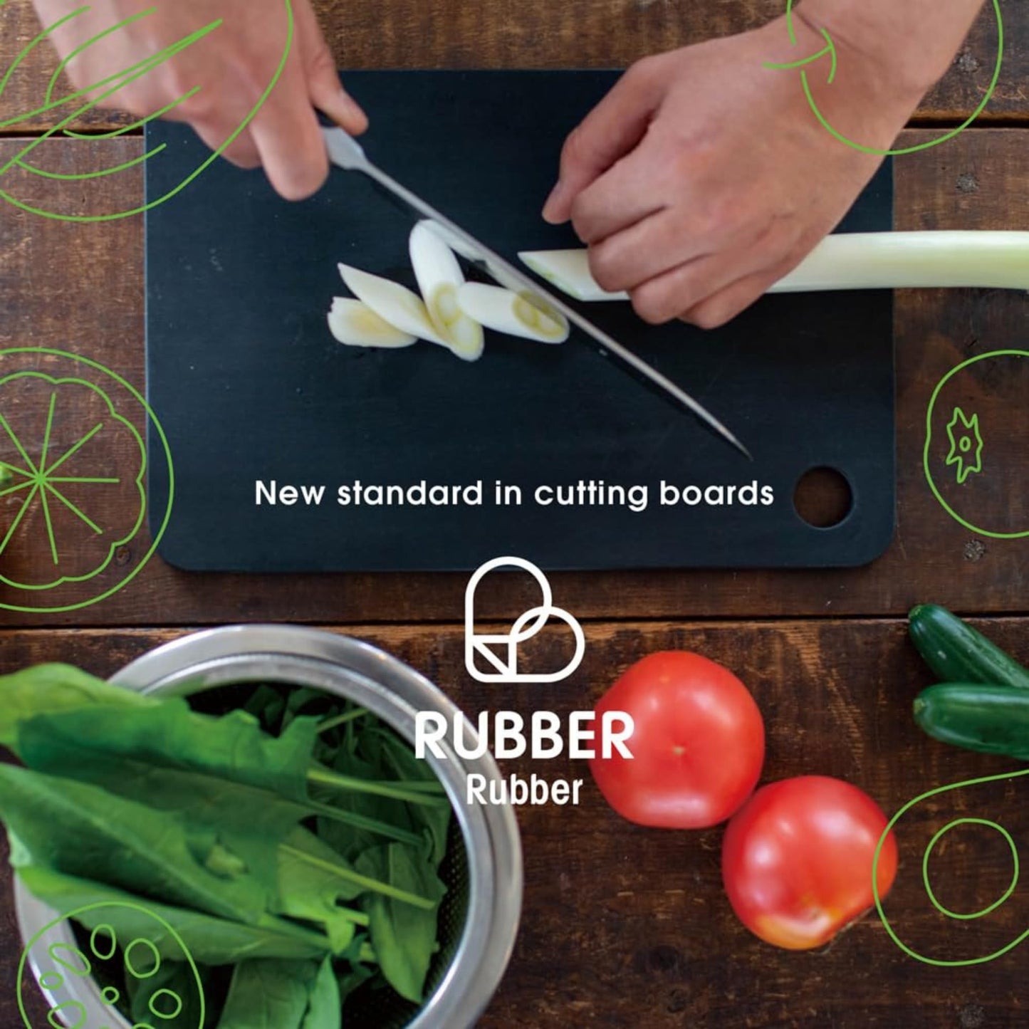Rubber Rubber NBD002 Cutting Board, Synthetic Rubber, Black, S, Made in Japan 10 x 6.8 x 0.3 inches (255 x 175 x 8 mm) (S)