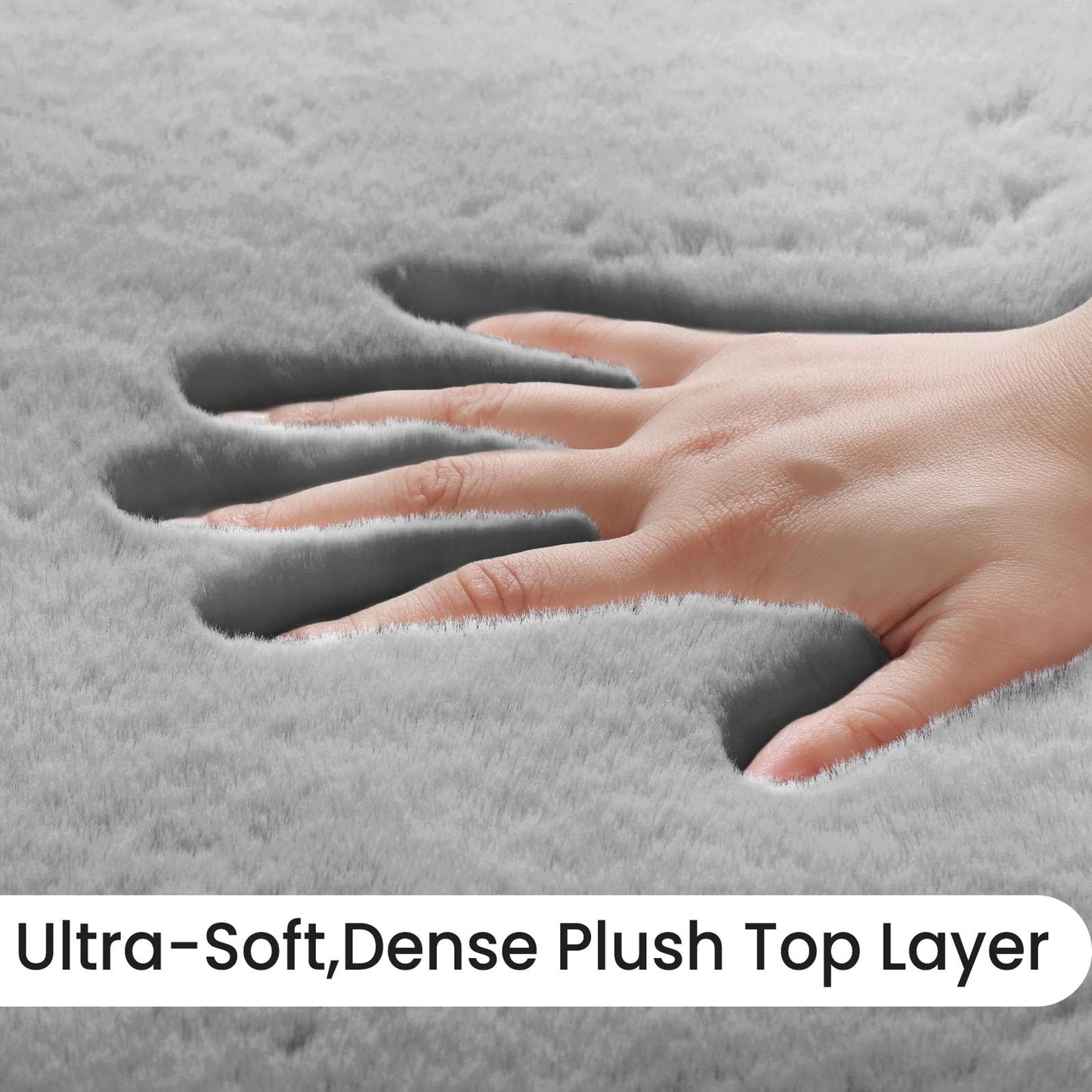Sour Lemon Rugs Living Room - Grey Area Rugs for Bedroom Faux Rabbit Fur Rug Washable Rugs,Anti Slip Rug Large Smooth Floor Carpet Short Pile Area Rug