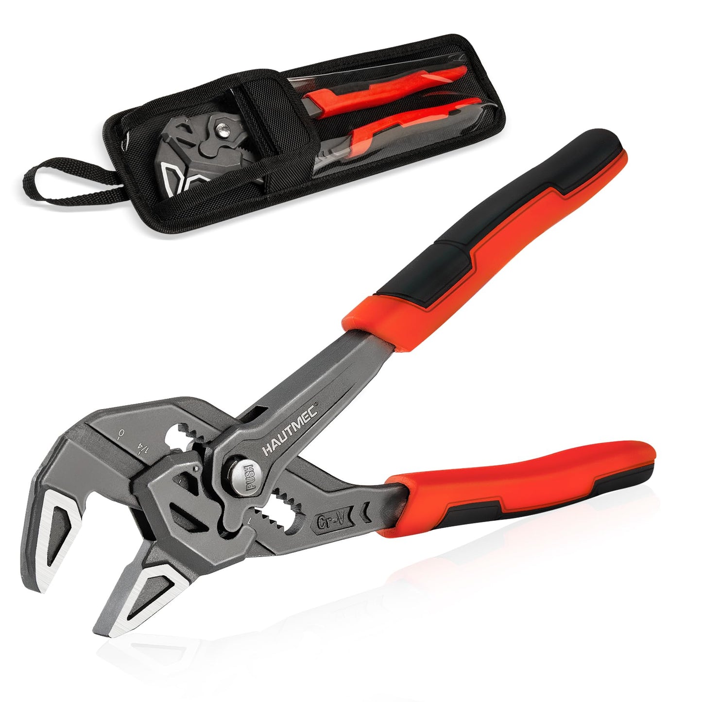 HAUTMEC Adjustable Pliers Wrench,180mm Smooth Jaw Parallel Pliers, Adjustable Spanner, CR-V Steel & Phosphated Rust-Resistant, SAE/Metric Scale,