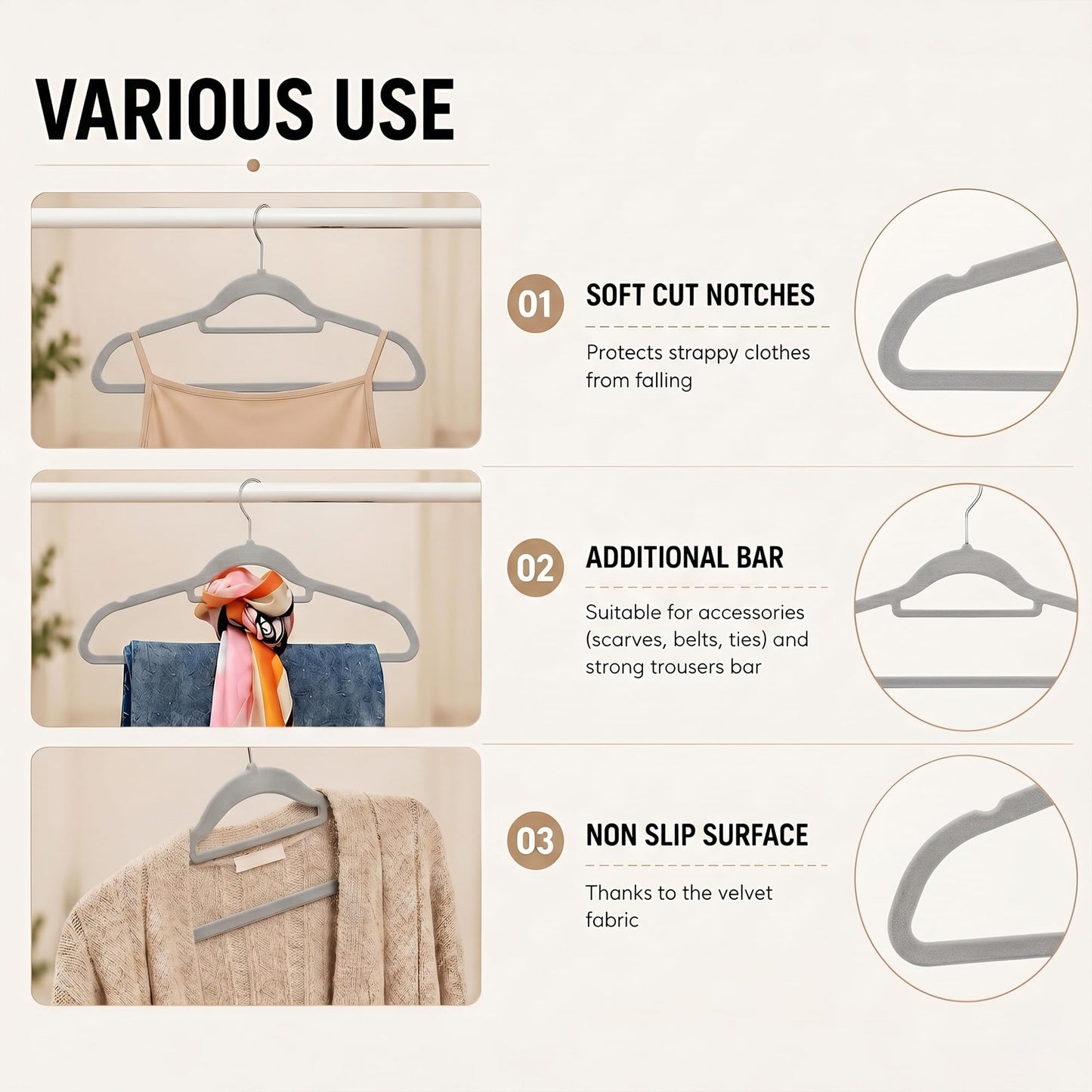 DrySmart 30 Pack Velvet Hangers Non Slip Flocked Coat Hangers with Tie Bar, Space Saving Heavy Duty Clothes Hanger for Suit Jacket Trouser and