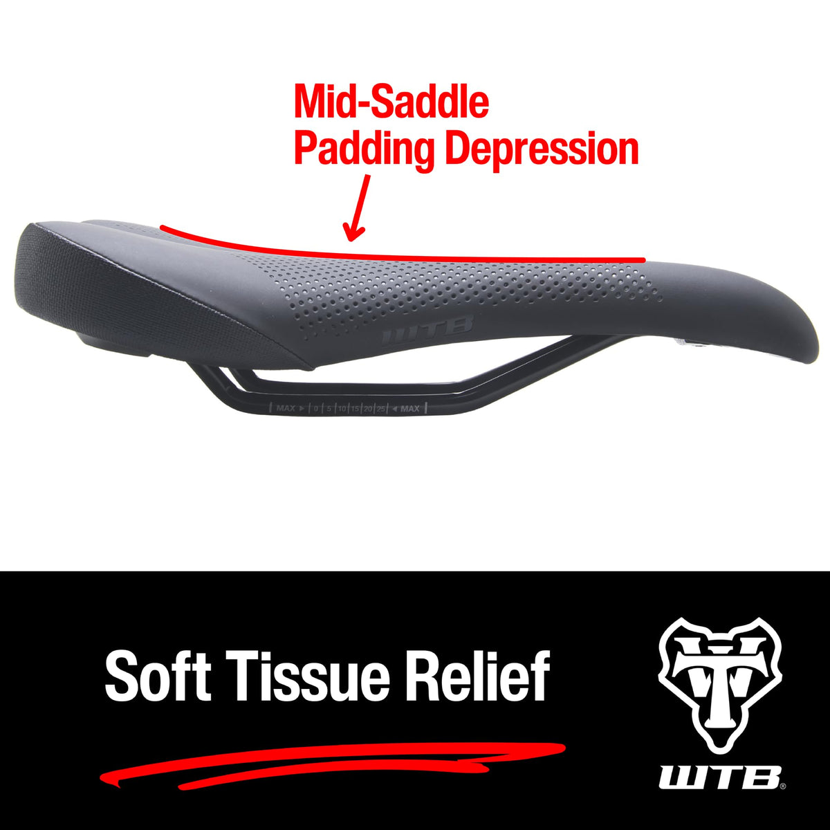 WTB Volt Medium Width Medium Padding Bike Saddle ? Steel Rails | Comfortable Mountain Bike Seat, 142mm Width Bike Seat | Durable, Contoured MTB Seat