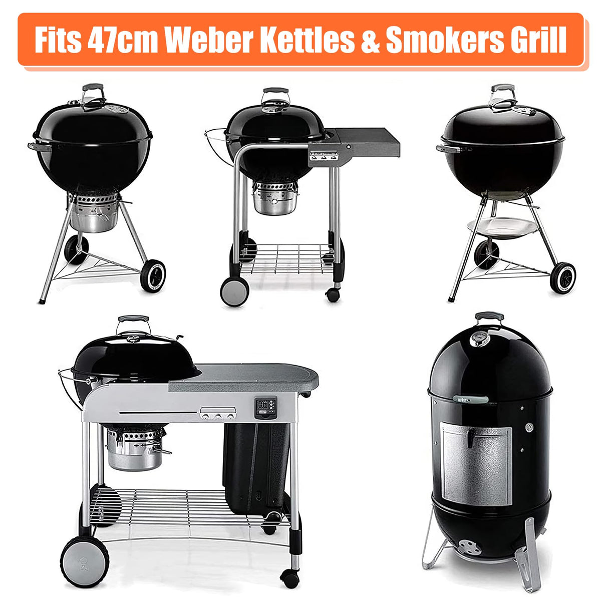 Denmay 7432 Cooking Grate and 7440 Charcoal Grate for Weber 47 cm Charcoal Grills, Fits Weber One-Touch, Bar-B-Kettle, Smokey Mountain Cooker Smoker,