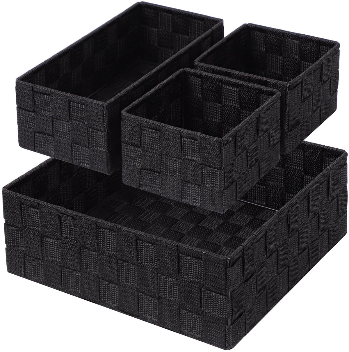 BSTMOME Woven Storage Box Drawer Organizer Divider Basket Box, Storage Tote Bins for Bathroom, Kitchen, Cabinet, Closet, Shelf, Dresser, Store Snacks