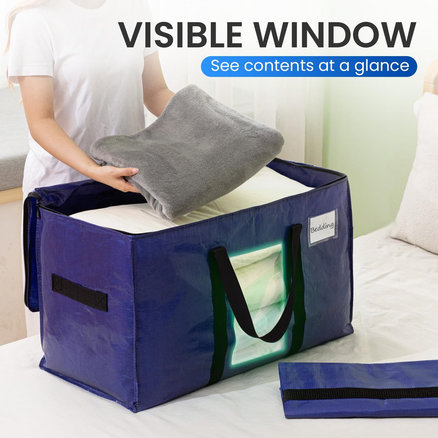 TAILI Moving Bags Extra Large Heavy Duty, Clear Window, 6 Pack Deep Blue