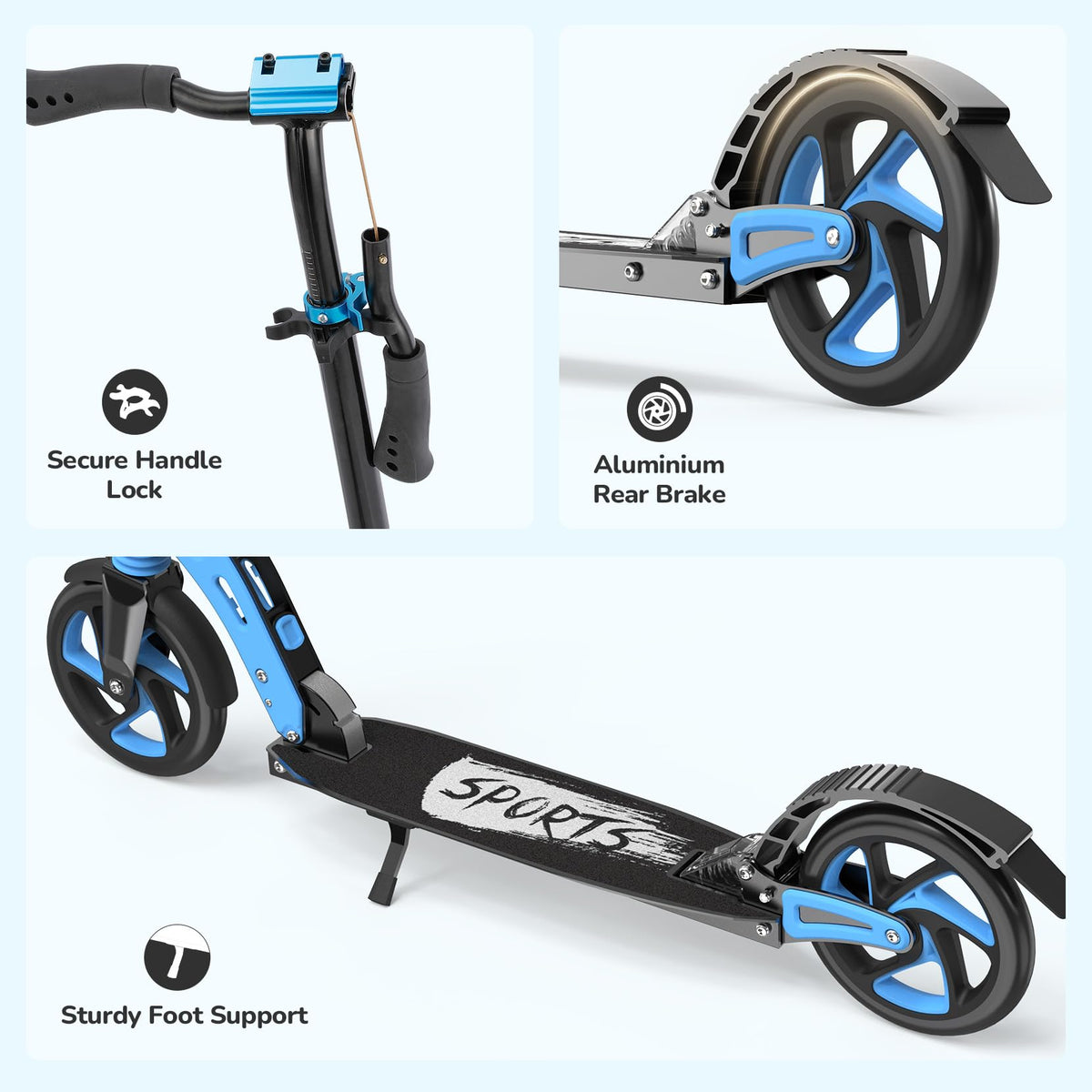 Scooter for Kids Ages 6+ Year Old, TONBUX Kids Scooter for Girls Boys Teens, Easy Folding Scooter with 200mm Big Wheels & Infinitely Height Adjustable