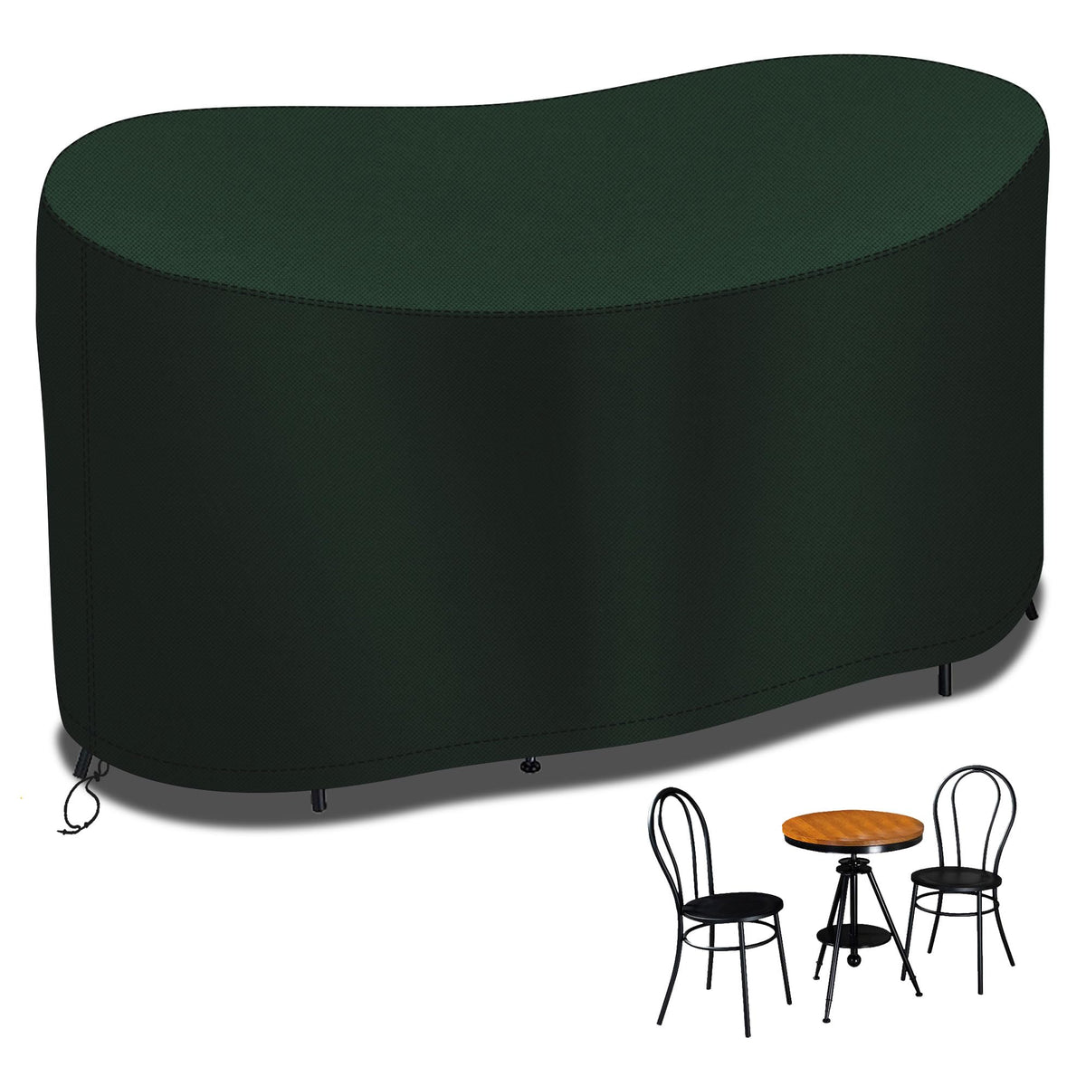 RICHIE Small Bistro Set, 124 * 63 * 80cm Waterproof Outdoor Garden Patio Furniture Set, 600D Oxford Fabric Table Cover, Windproof Anti-UV Patio Table