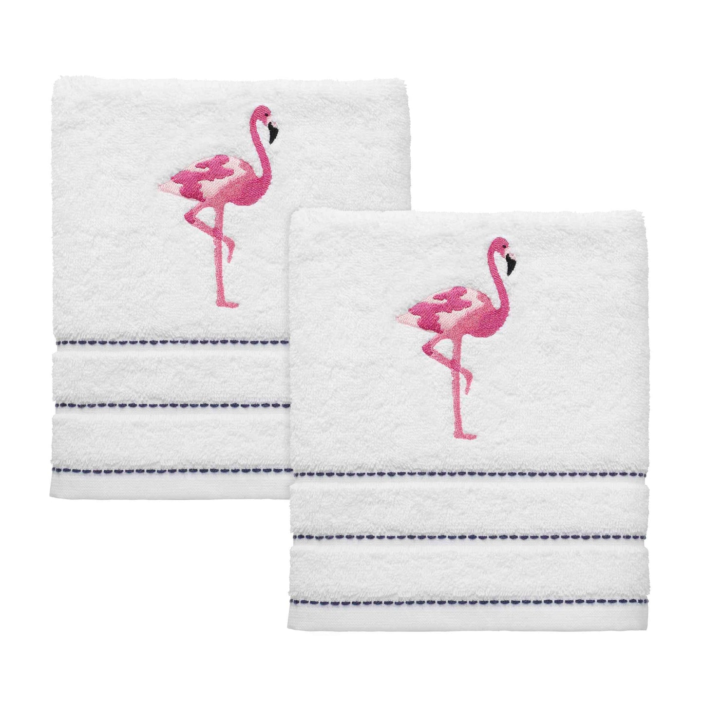 Izod Bathroom Accessories Flamingo Collection, 2pc Hand Towels, White