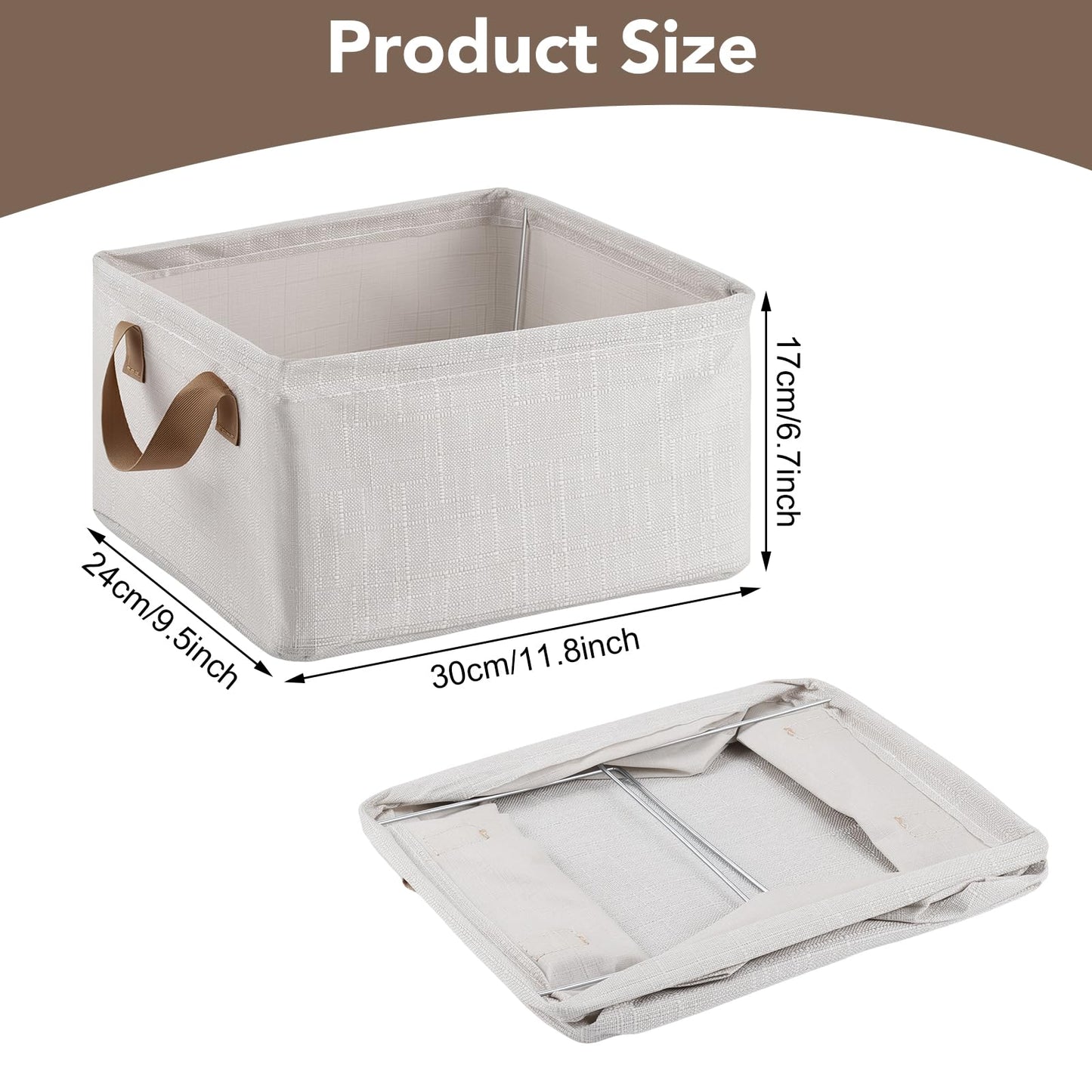 2 Pack Storage Baskets for Shelf, Small Closet Organizers and Storage Cream