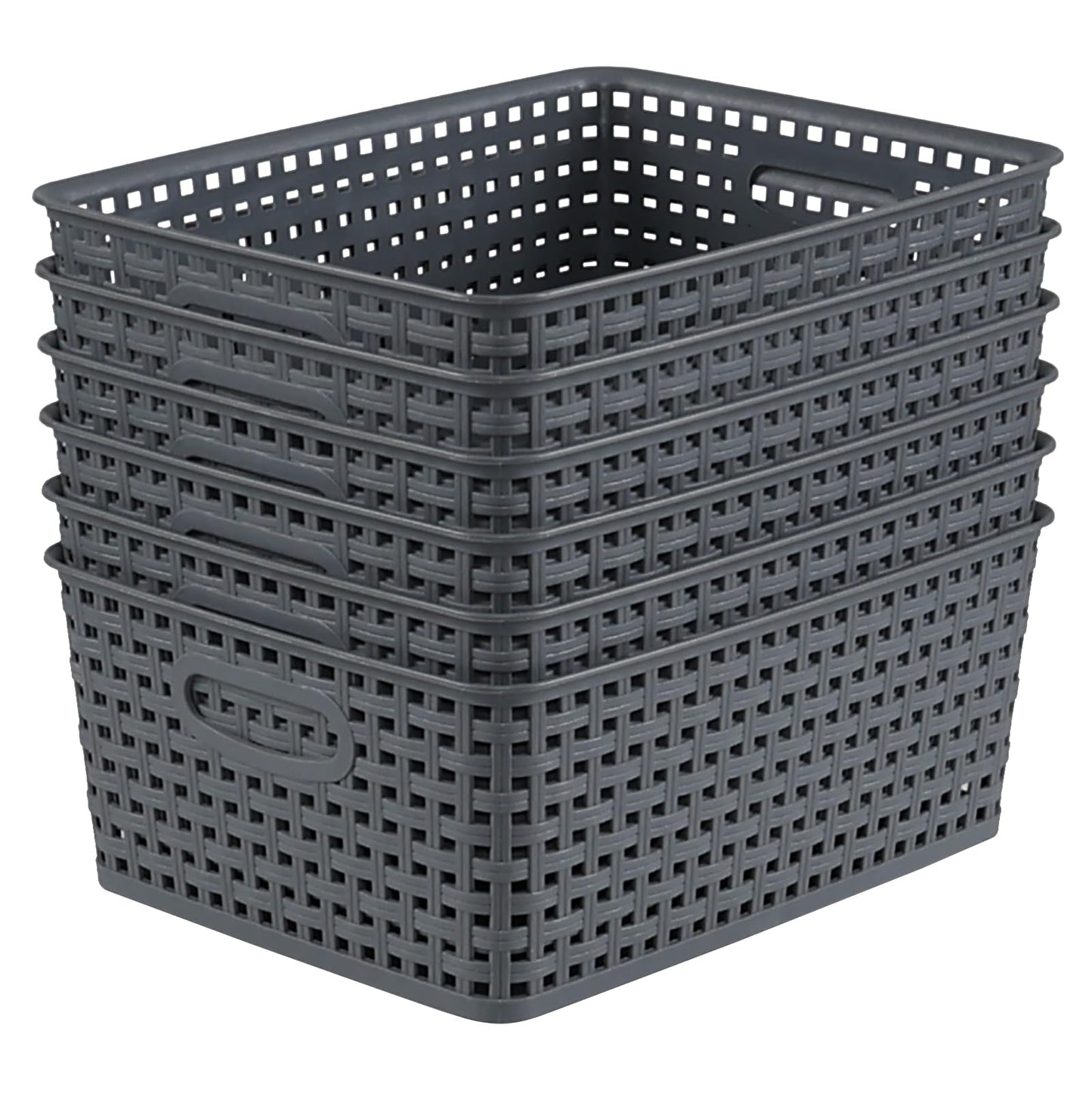 Saedy 6-Pack Plastic Woven Storage Basket, Kitchen Cupboard Storage Baskets